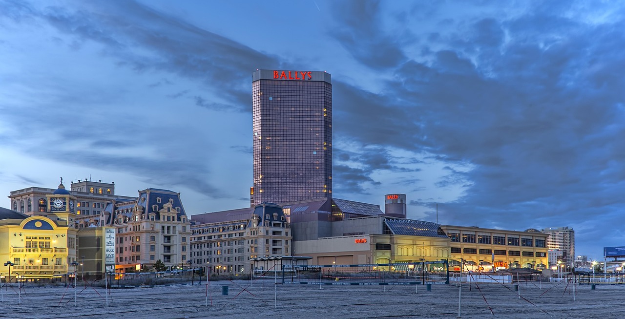 panoramic, city, architecture, nature, sky, panorama, casino, resort, beach, vacation, boardwalk, bally's, jersey shore, shore, ocean, sand, travel, landscape, scene, skyline, blue casino